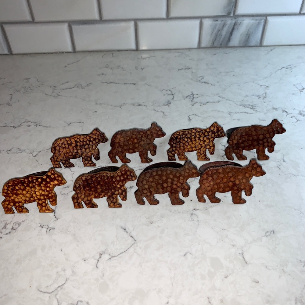 Park Designs Metal Brown Bear Napkin Ring Set of 8